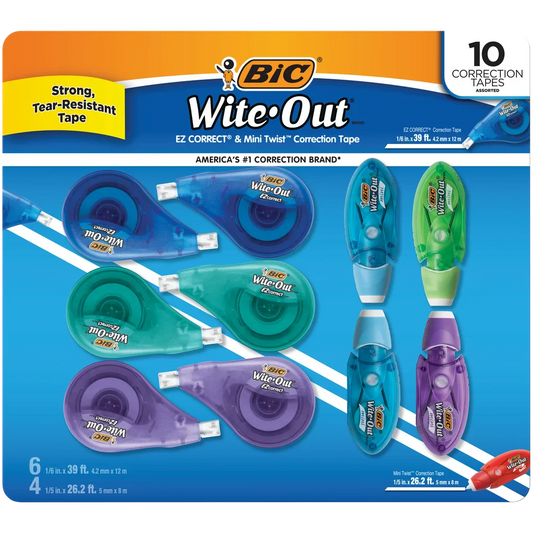 BIC Wite-Out Correction Tape, Variety Pack, 10-count